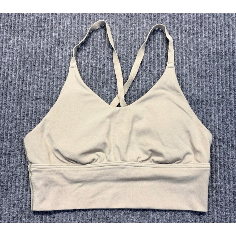 OFFLINE by Aerie Real Me Strappy Back Sports Bra Tan XS Longline V-Neck